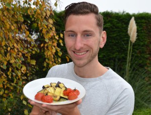 geroosterde, groente, aubergine, tomaat