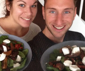 salade, vijgen, noten. geitenkaas, gezond, lunch