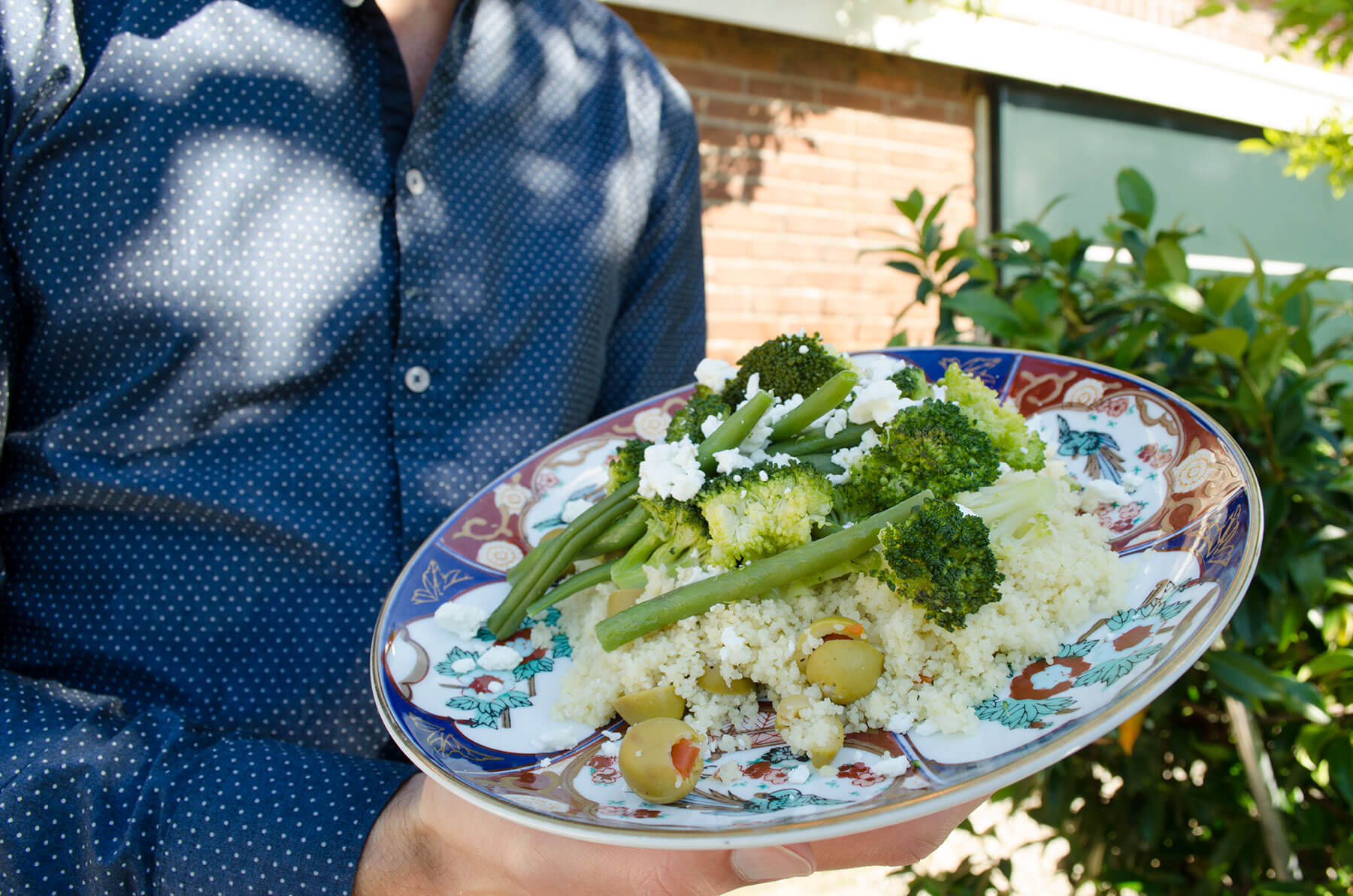 couscous met groente, sperziebonen, broccoli, gezond, lunch, diner, voedzame lunch